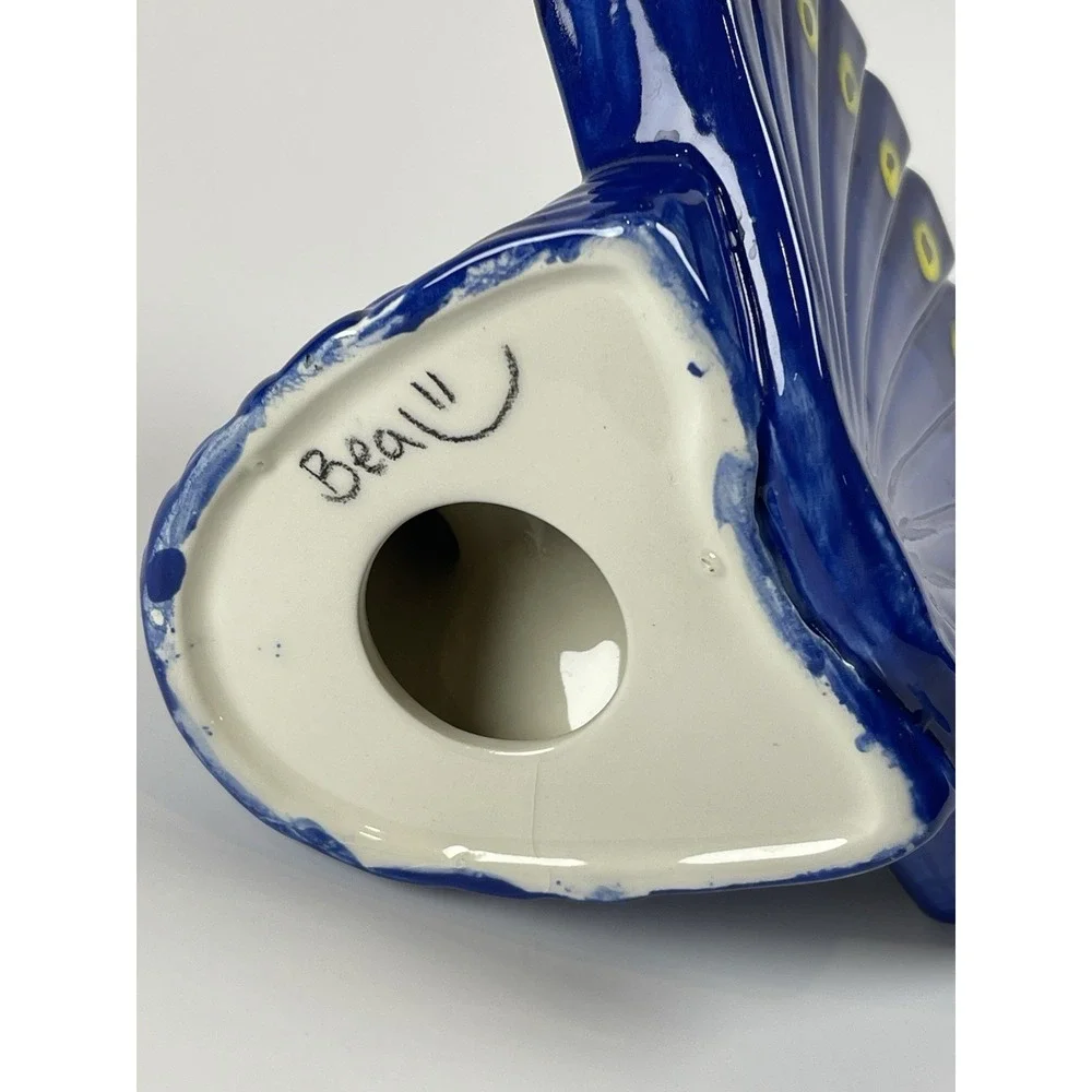 Ceramic‎ Pottery Blue Peacock Pencil Holder ~Color Me Mine~